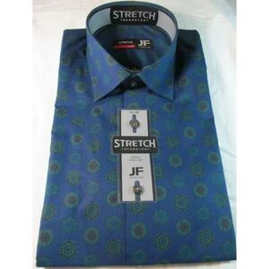 j.ferrar stretch blue kaleidoscope slim print button down‎